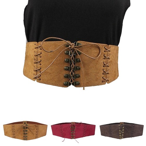 Burgundy Red Soft Faux Suede Microfiber Wide Tie Belt OS H  display picture 1