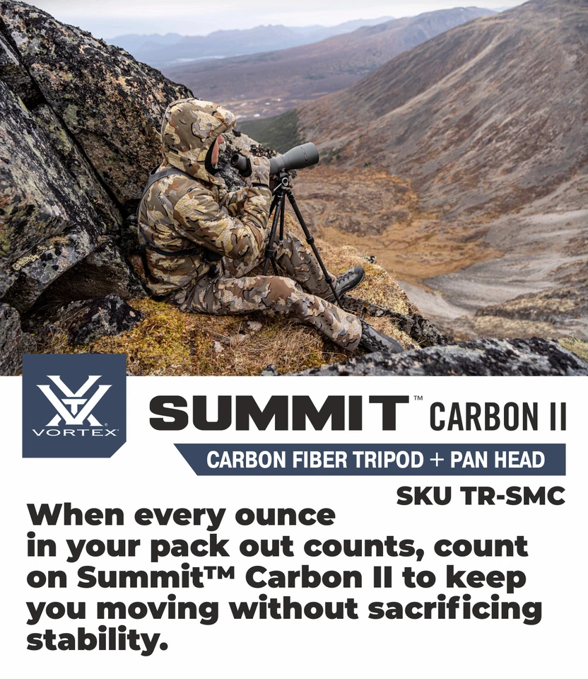 Kit de trípode Vortex Optics Summit Carbon II con paquete de sombrero gratis Foto 2 de 4