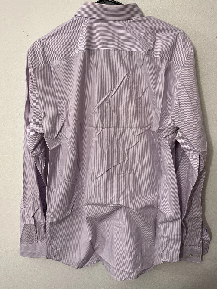 Mens Gap Slim Fit Non Iron Purple Striped Long Sleeve Button Up Shirt Large - Image 3 of 4