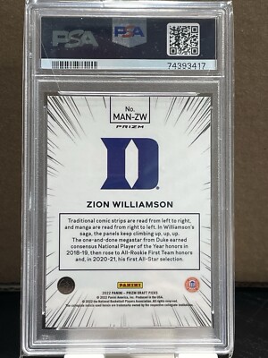 2022-23 PANINI PRIZM DRAFT PICKS MANGA #MANZW ZION WILLIAMSON PSA