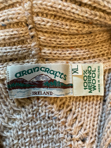 Cárdigan de pescador de lana merino XL tejido grueso vintage Arancrafts para hombre - Imagen 4 de 8