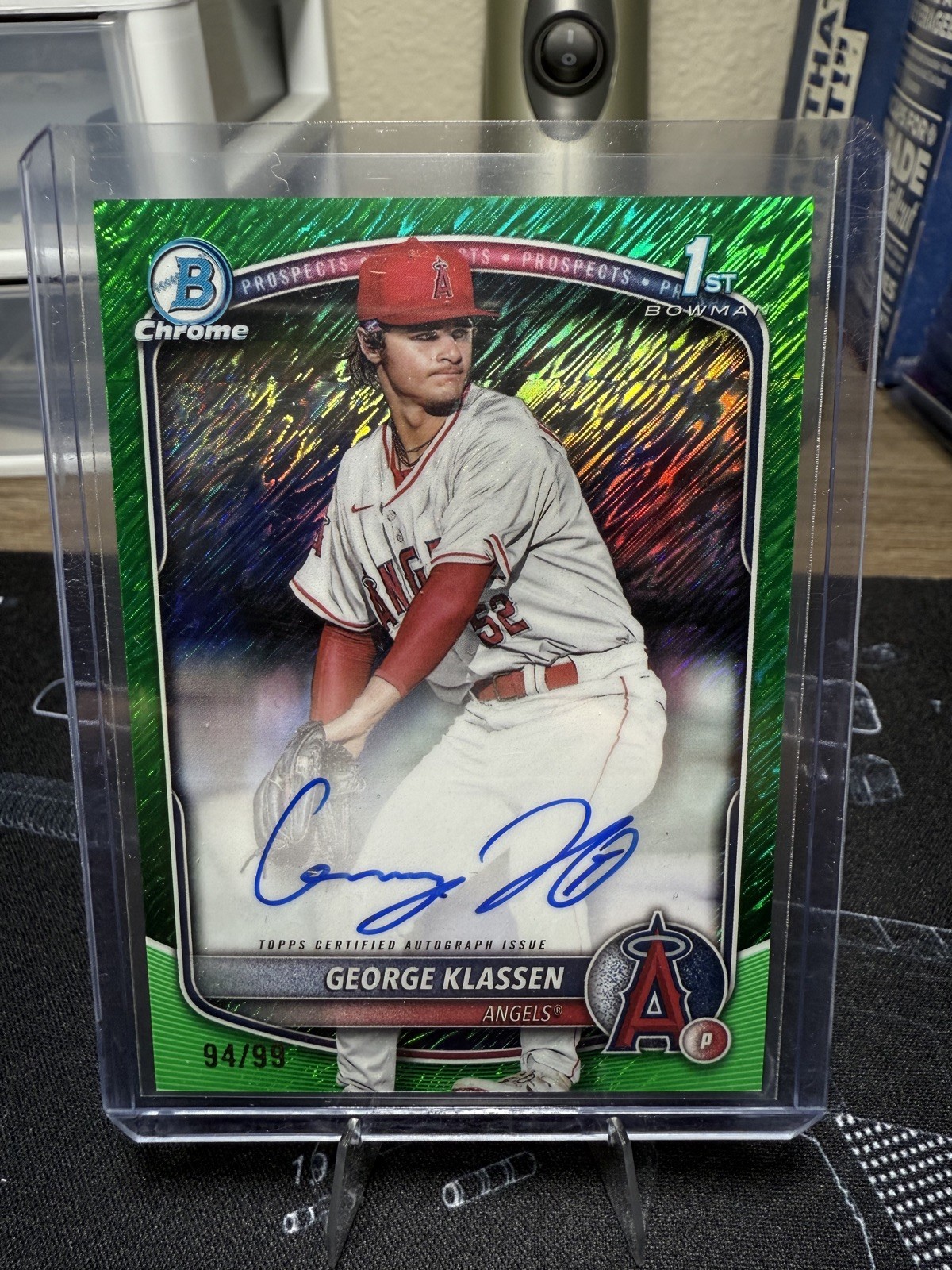 2025 1st Bowman Chrome Green Shimmer Auto /99 GEORGE KLASSEN #CPA-GK (RC) Angels