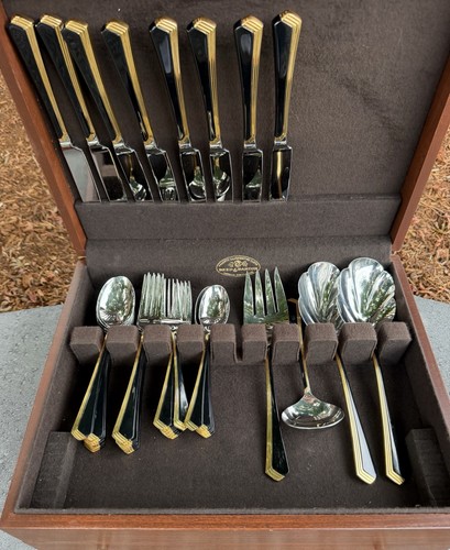 44pcs SET of 8 PLUS Serving Spoon Ladle Fork Yamazaki Ramona Black & Gold
