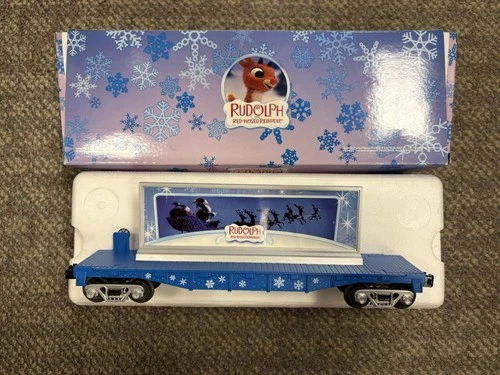 + MTH O RailKing Rudolph the Red Nosed Reindeer Flat Car w/ Billboard 30-76254