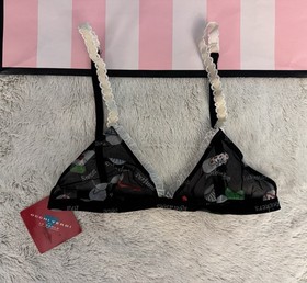 LA PERLA VINTAGE 90s LINGERIE SET LACE BRA & PANTY BLACK SWEET TREATS NWT M/34