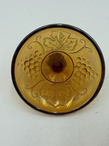Vtg Carnival Glass Canister Indiana Iridescent Gold Marigold Harvest Grapes 7” - Picture 5 of 6