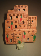 🏜️💡 Vintage Southwest Pueblo Night Light Clay Pottery Hand-Painted Adobe House