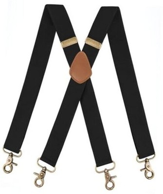  Suspenders for Men Heavy Duty 1.4 Inch Adjustable Elastic Straps X-Back Black