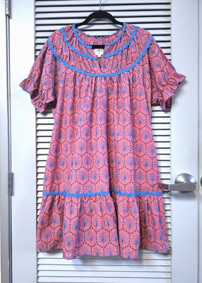 #ad #ad rose aqua embro shirring ruffle detail dress 1XL $27.00