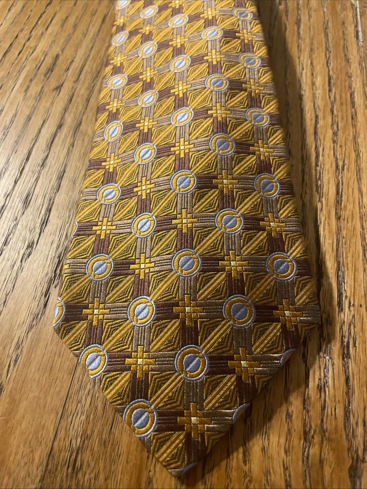 Corbata de seda geométrica gruesa Von Maur usada en excelente estado Robert Talbott Best Of Class EE. UU. cosida a mano Foto 2 de 4