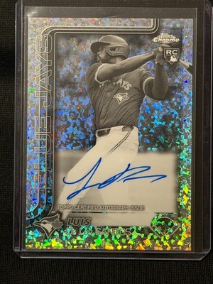 Luis De Los Santos 2025 Topps Chrome Rookie B&W Mini Diamonds Auto- Blue Jays