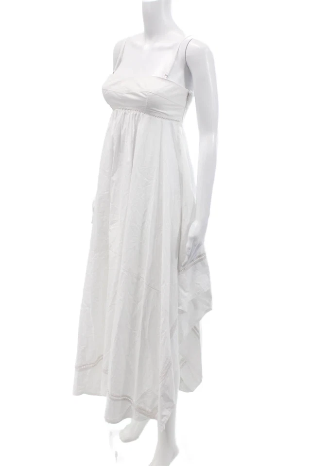 Vestido recto midi con cremallera trasera ALC para mujer y correa de espagueti blanco de algodón talla 4 Foto 2 de 4