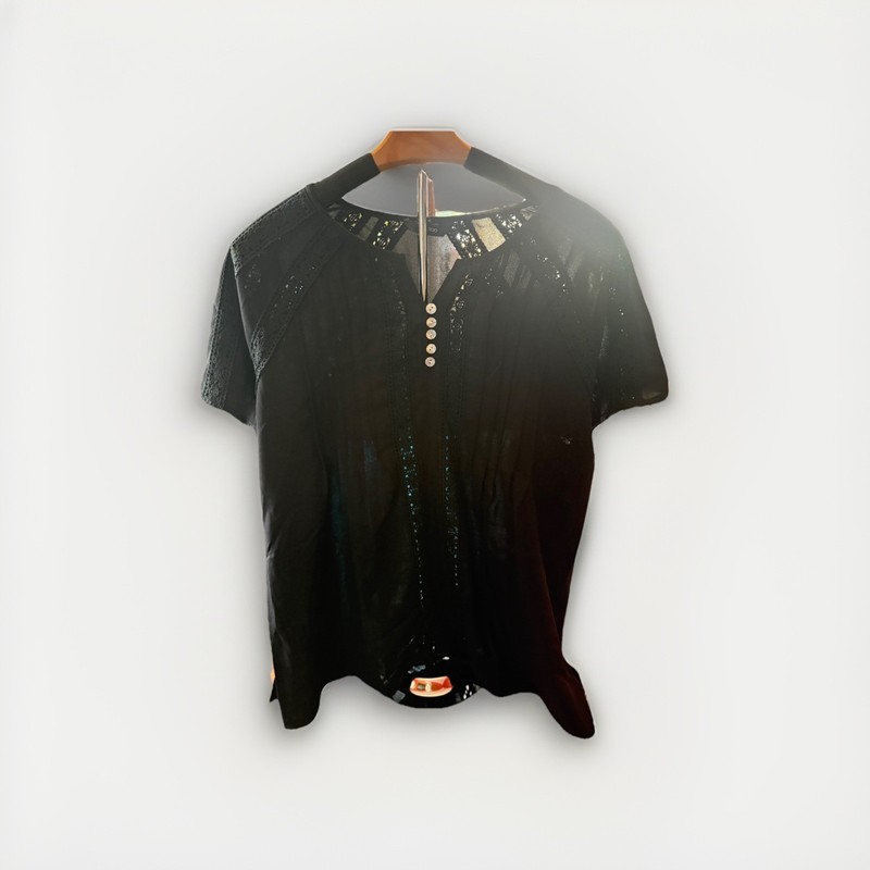 Lacy, Black, Dokotoo Ladies Blouse With Buttons Size Large