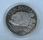 RARE 1986, 2 Troy Oz .999 Fine Silver Round Bullion AUGUSTUS SAINT GAUDENS