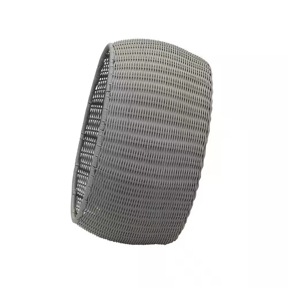 HOUSEHOLD ESSENTIALS Table Ottoman Barrel Storage Gray Resin Wicker 9.5 in. H - Image 3 of 4