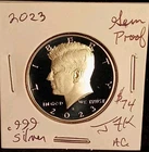 2023 S SILVER PROOF Gem Deep Cameo Kennedy Half Dollar  .999 Fine 99.9% SILVER A