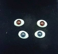 2 Pair Vtg Flat Back Acrylic Doll Eyes Blue And Brown 8mm