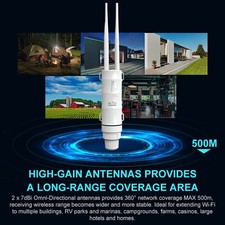 2.4G/5G WLAN Repeater Router 600Mbit/s WI-FI Signal Amplifier Extender Outdoor
