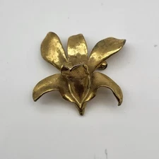 Beautiful Vintage 22k Gold Plated Dipped Orchid Flower Brooch Pin or Pendant