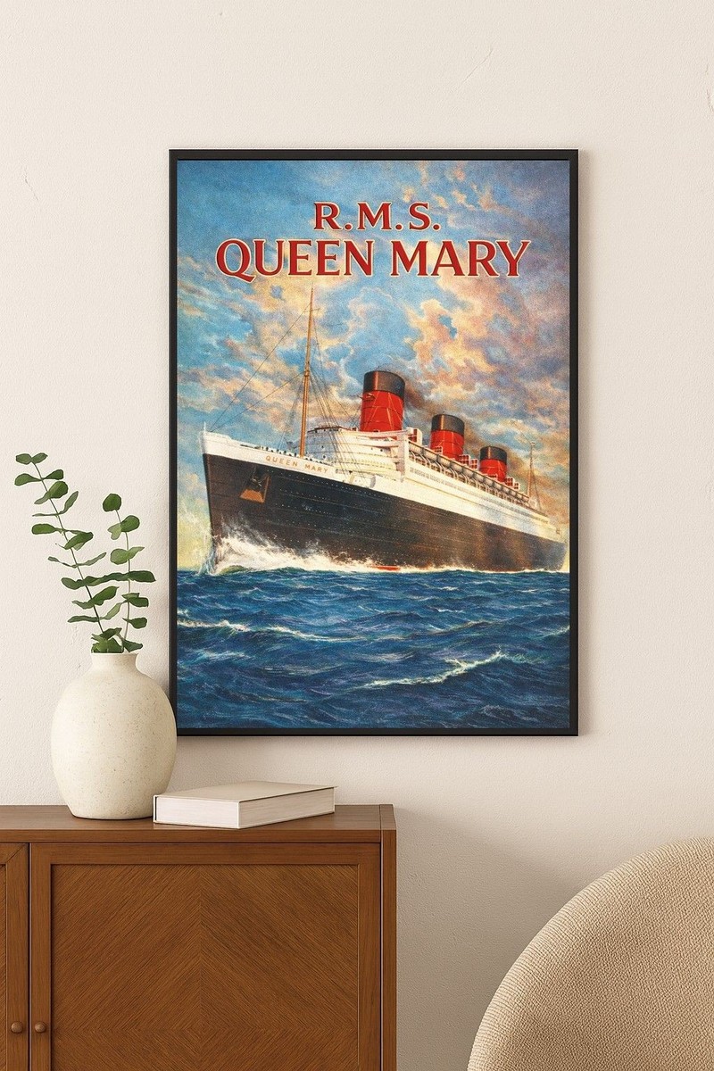 RMS Queen Mary Ship Poster 🌊 - 24x36” - 200gsm Paper🗞️ Hi-Res
