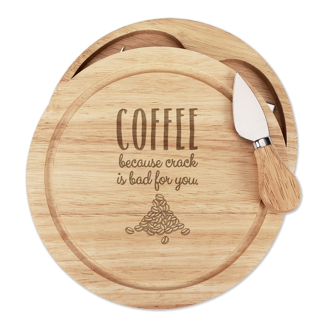 Coffee Because Crack Is Bad For You Cheese Board Knife Set