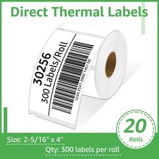 20Rolls 2 5/16" x 4" Shipping 300 Labels 30256 for DYMO LW 450 Direct Thermal