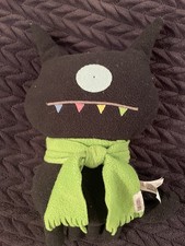 ☆LOOK☆~Ugly Doll 13" Black Ugly Dog Green Scarf Plush Stuffed Animal 2004~☆RARE☆