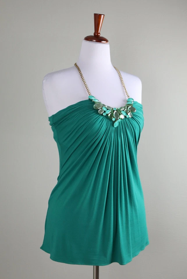 SKY BRAND $135 мягкий эластичный драгоценный камень украшенный бретелью через шею верхний размер большой - Изображение 2 из 4