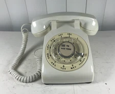Vintage Western Electric 500 DM Bell System White Rotary Desk Telephone Untested