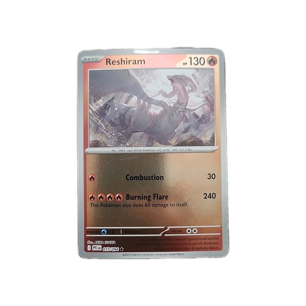 Reshiram 017/094 Me02: Phantasmal Flames Reverse Holo