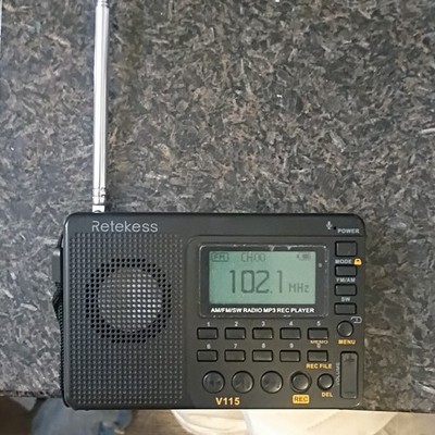 Retekess V115 Shortwave Radio AM/FM/SW MP3 Player Recorder Black 5W