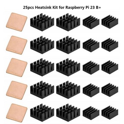 25Pcs Heatsink Kit Aluminum Alloy Copper Heat Sink For Raspberry Pi 2/3 B+ 4B