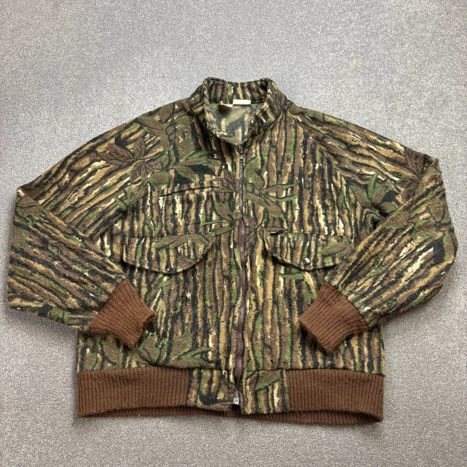 RealTree Jacket Adult Medium Brown Workwear Camo Hunting Fleece USA Made Men