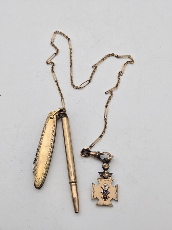 Antique Victorian / Edwardian Pocket Watch Chain Assembly – IOOF Odd Fellows Fob