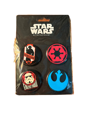 Star Wars 1 Inch Buttons Four Pack Set Rebel Alliance and Imperial ...