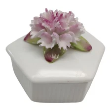 Vintage Aynsley Trinket Box with Pink Carnation Flower