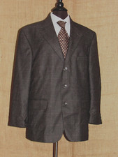 OSCAR DE LA RENTA Men 2 Button Houndstooth Sport Jacket Brown Size 42 S NEW