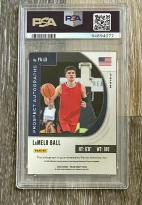 2020-21 Prizm Draft Picks LAMELO BALL #PA-LB Rookie RC Auto Purple