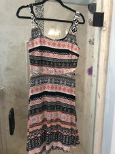 Nwt Ne Ann Taylor Loft Sleeveless Dress Small Drop Waist Fit Flare Fall Print 2