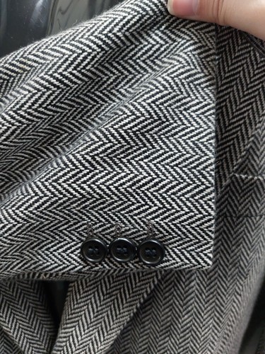 Pure Cashmere 'Lyndon' by Bladen Jacket, Black/White Herringbone- 44L - Picture 9 of 20