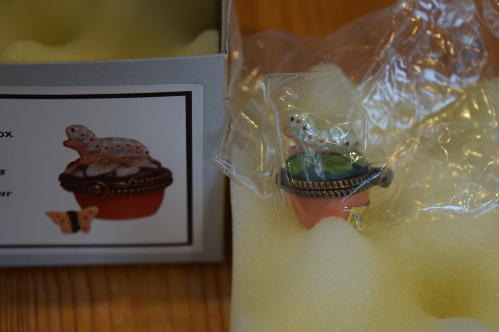 PHB Mini Caterpillar PHB Porcelain Hinged Box with Butterfly - New in Box