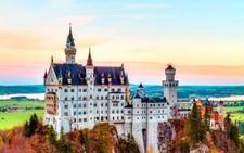 Landscape r castle building neuschwanstein bavaria Custom Gaming Mat Desk
