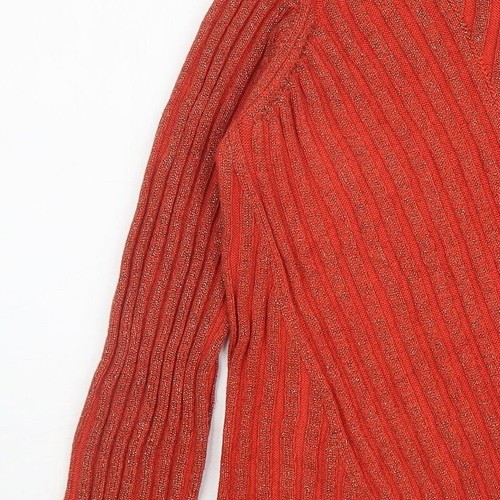 Saint Tropez Womens Orange Crew Neck Striped Acrylic Blend Jumper Size S - Picture 9 of 12