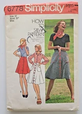 VTG 70s Simplicity Sewing Pattern 6778 Misses Front Button Skirt Size 10 CUT