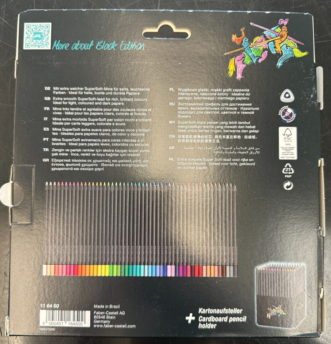 Black Edition Colored Pencils  50 Count Black Wood and Super Soft Core Lead