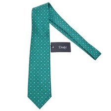 Drake's NWT Neck Tie in Teal Green with Red & Blue Geometric Pattern 100% Silk