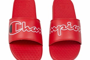 men's champion super slide split script slide sandals
