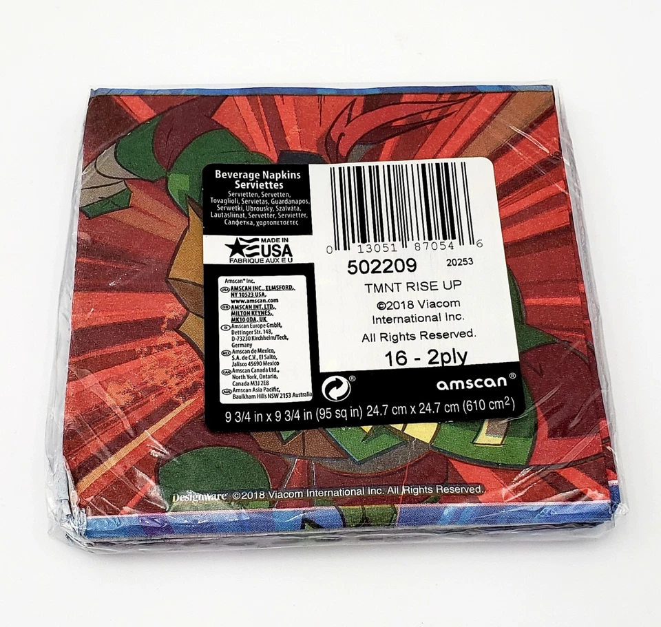 Servilletas de almuerzo Teenage Mutant Ninja Turtle suministros de fiesta de cumpleaños vajilla roja Foto 3 de 3