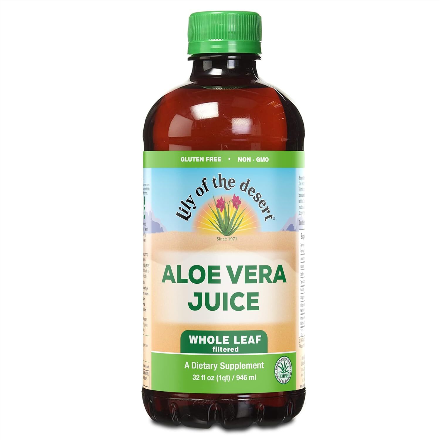 Jugo de aloe vera Lily of the Desert - bebida de aloe vera filtrada de hoja entera, no transgénica