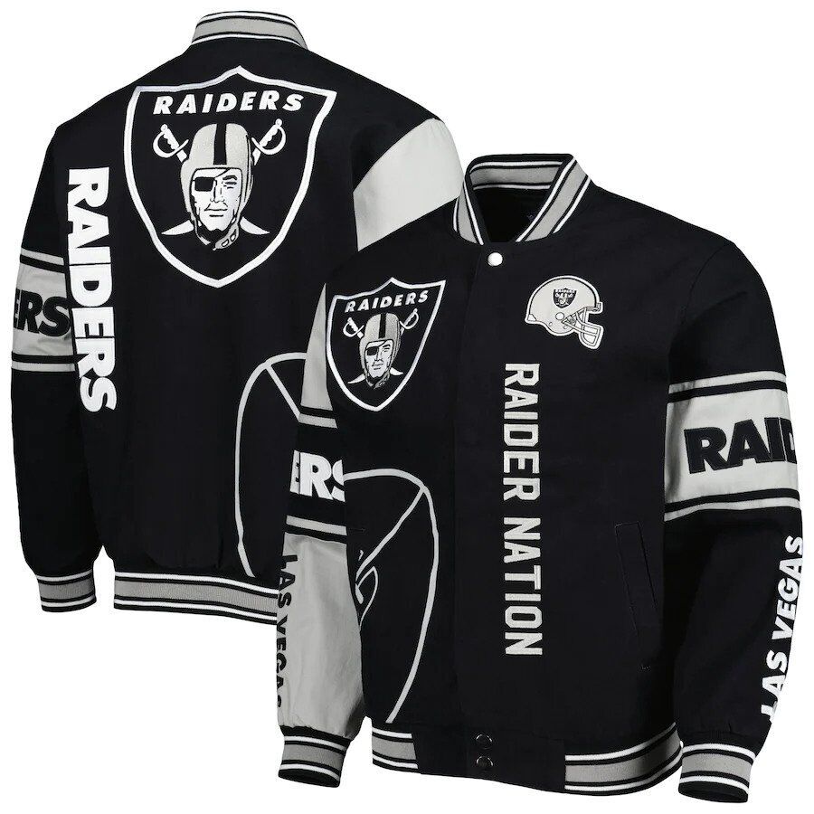 Las Vegas Raiders JH Design Cotton Twill Full Snap Jacket Las Vegas Raiders JH Design Cotton Twill Full Snap Jacket